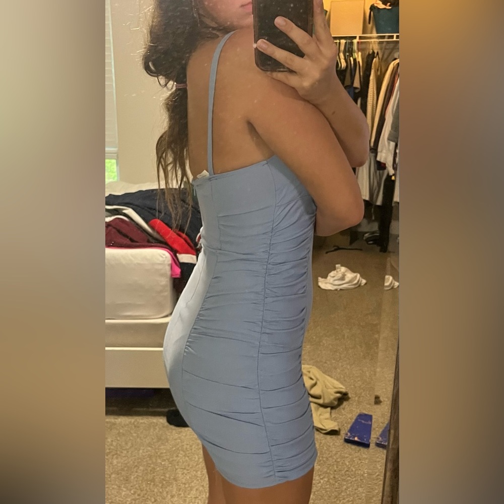 american threads mini blue dress